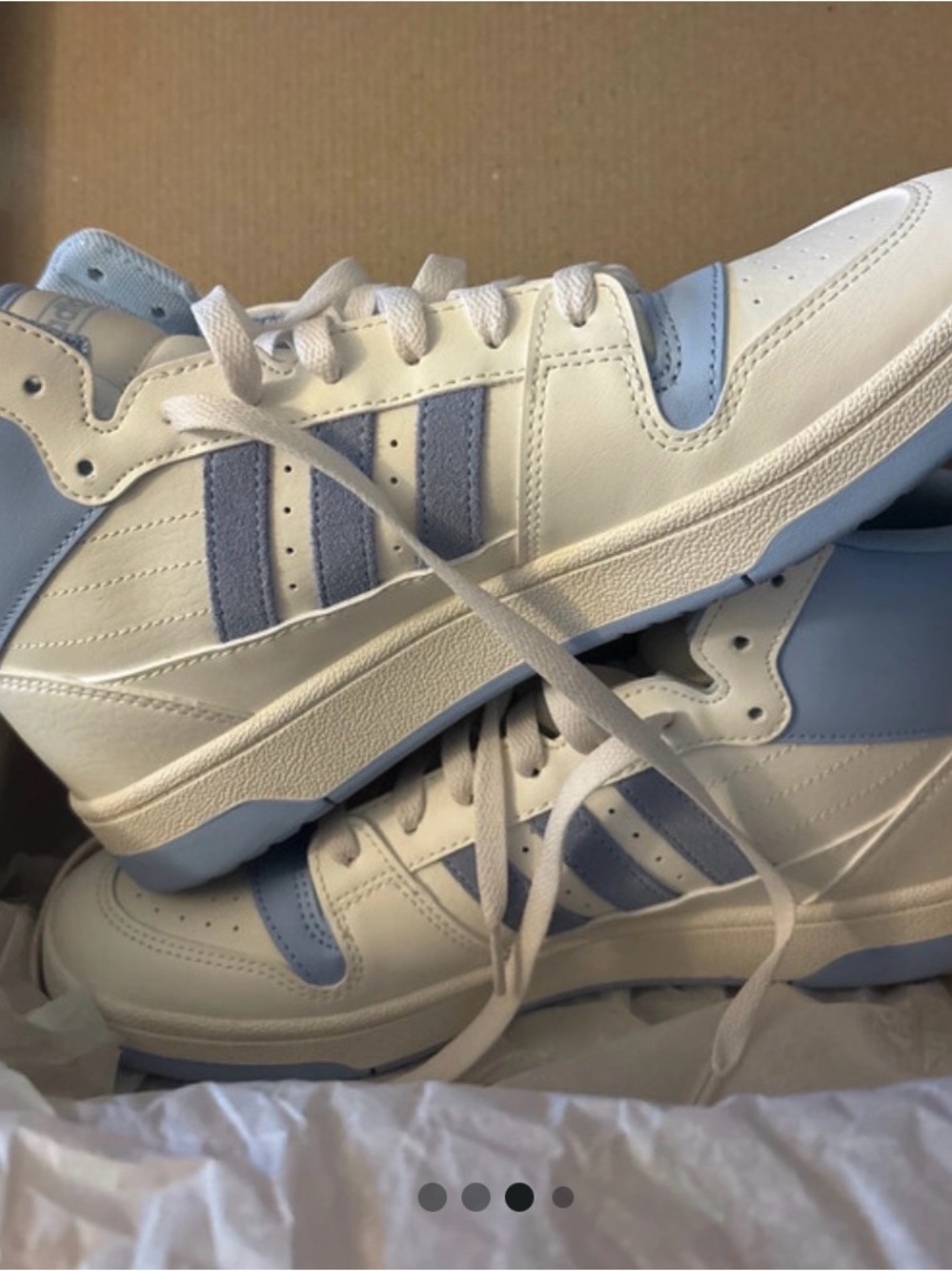 adidas Originals White and Light Blue High-Top Sneakers